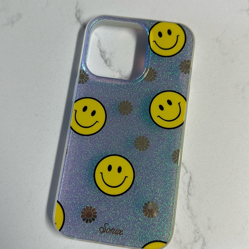 Neon Purple Smiley IPhone 13 Pro Case